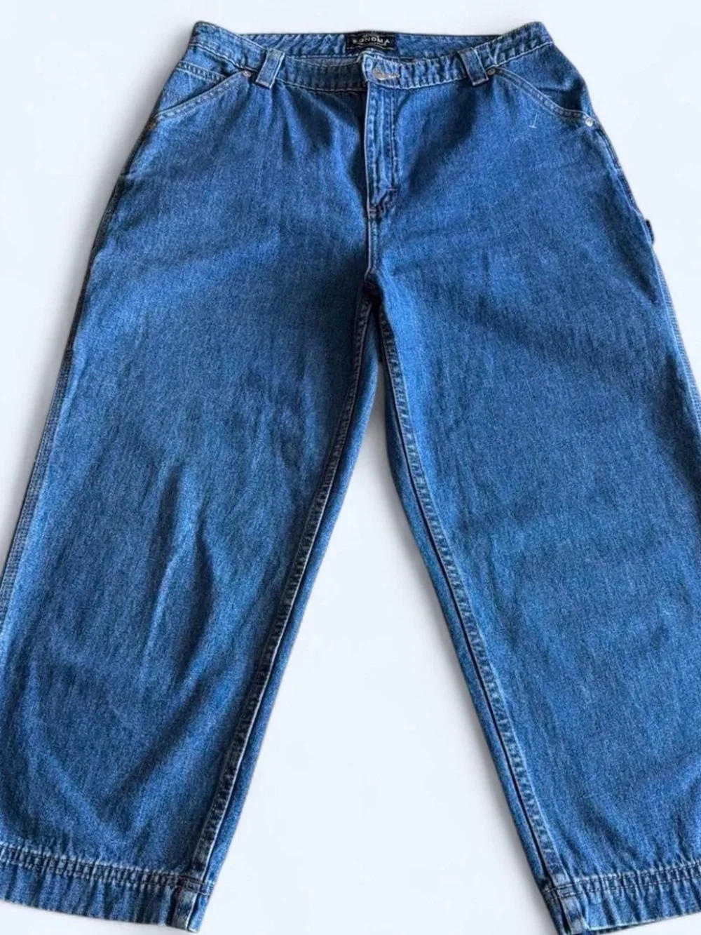Women’s XL blue wash denim capri carpenter Jeans by Sonoma Good For Life. - Picture 2 of 7